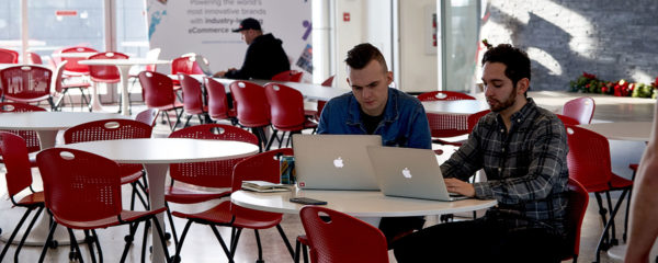 Bold employees focused on work
