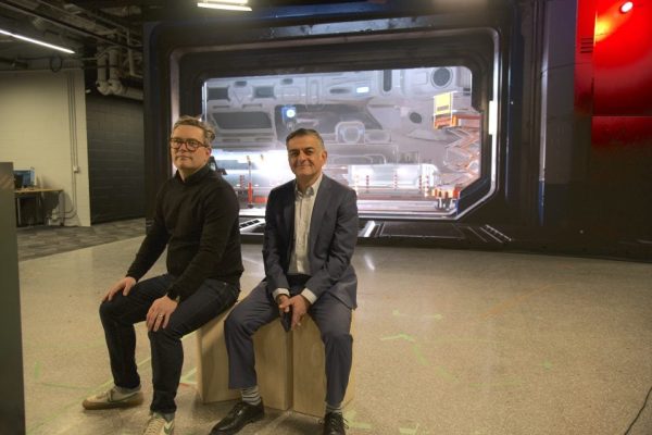 SLXR Manager Jon and Executive Director Louie on a virtual production stage