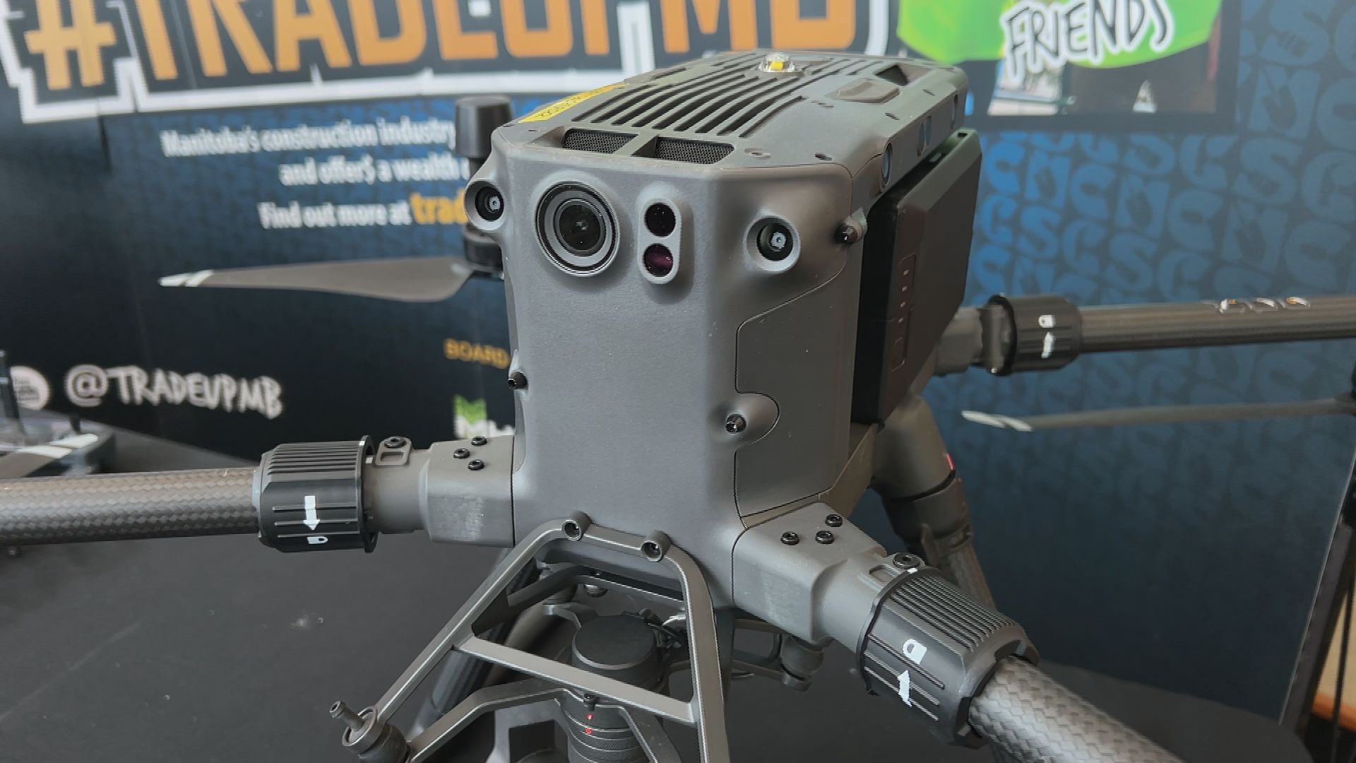a drone sits on a display table